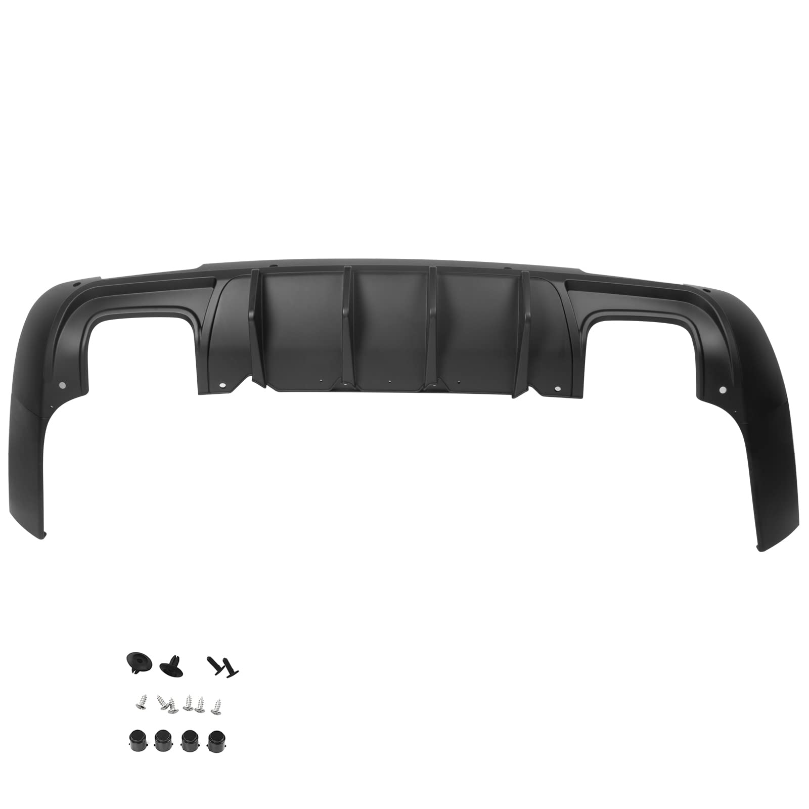 IKON MOTORSPORTS V2 Style Matte Black Rear Diffuser for 2015-2023 Dodge Challenger - PP Bumper Lip Spoiler with Shark Fins | Enhances Aerodynamics & Sporty Look for Street Racing & Car Shows