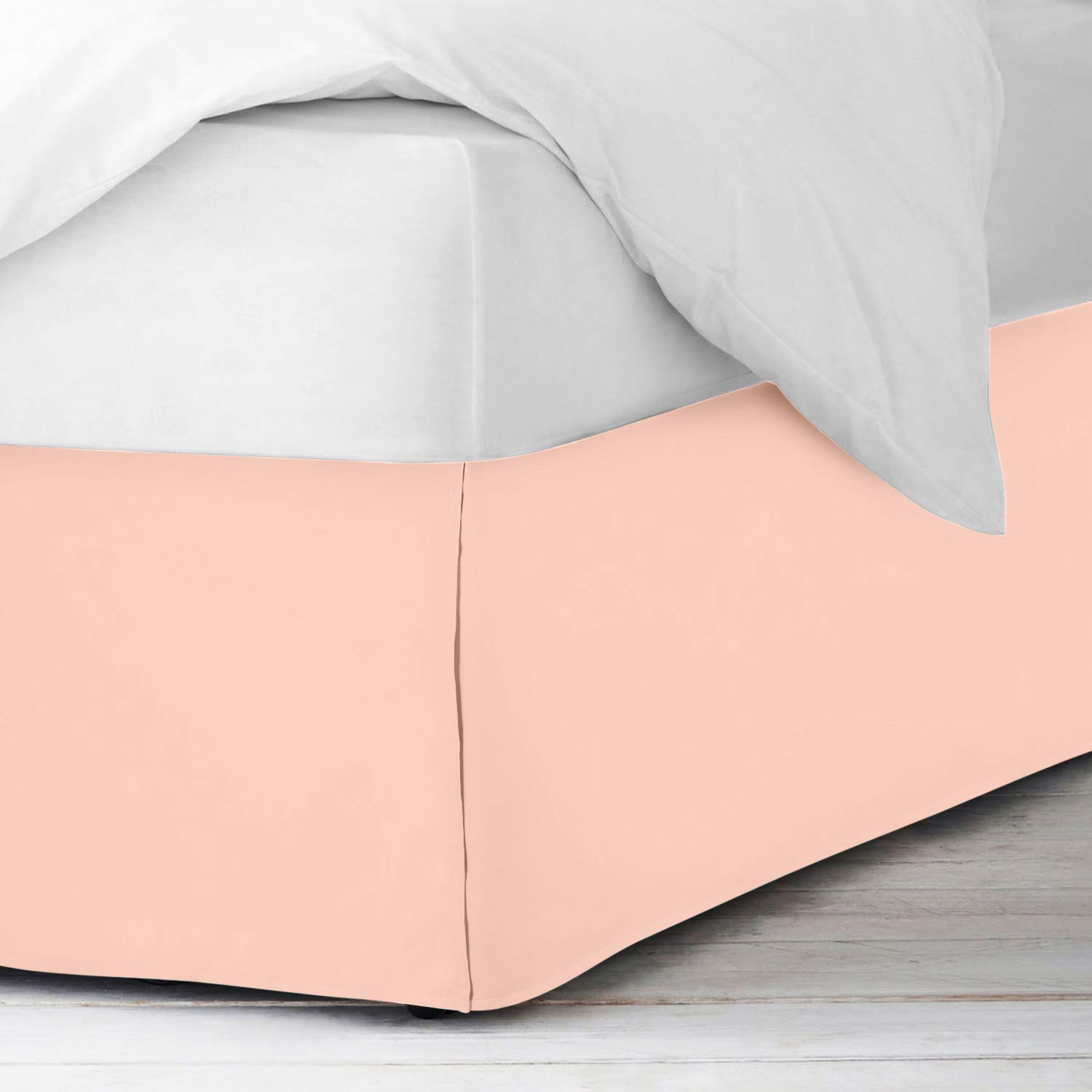 Luxury Peach Pleated King Bed Skirt - 18