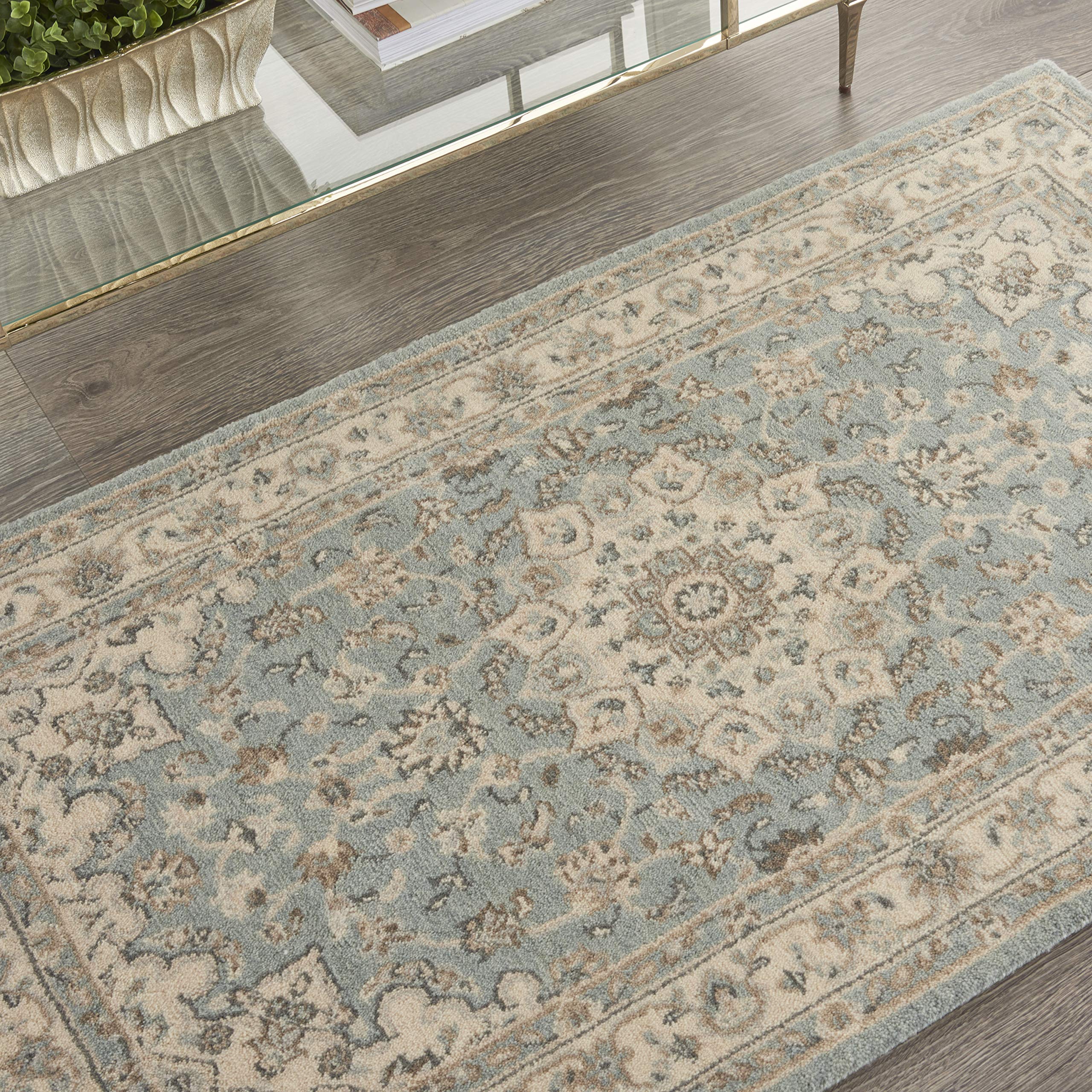 Nourison Living Treasures Floral Aqua/Ivory 2'6