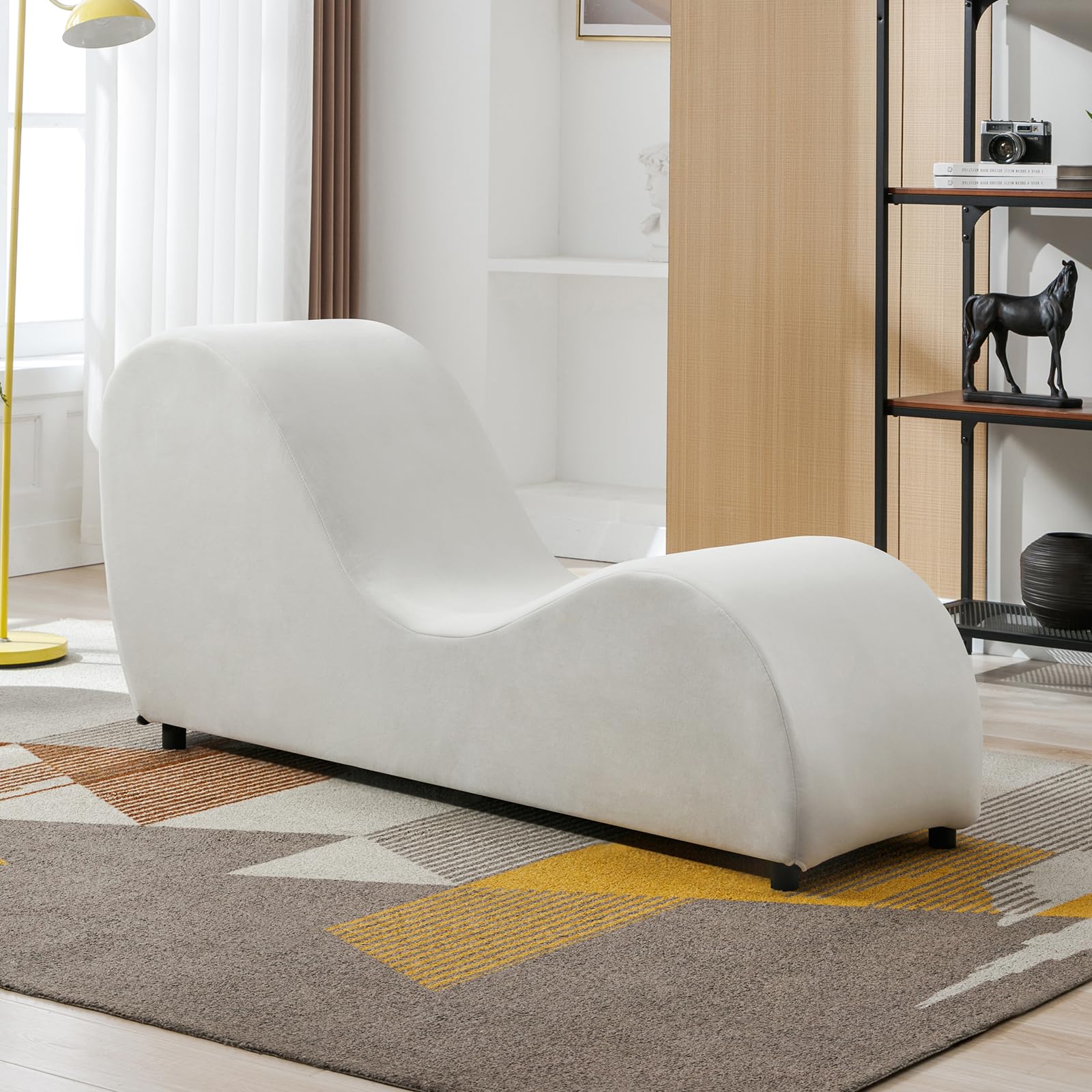PUREMIND Yoga Chair for Adults - Ergonomic Curved Yoga Chaise Lounge for Relaxation, Stretching & Exercise - Indoor Meditation Recliner for Bedroom, Living Room & Apartment - Perfect for Yoga, Meditation & Home Workouts