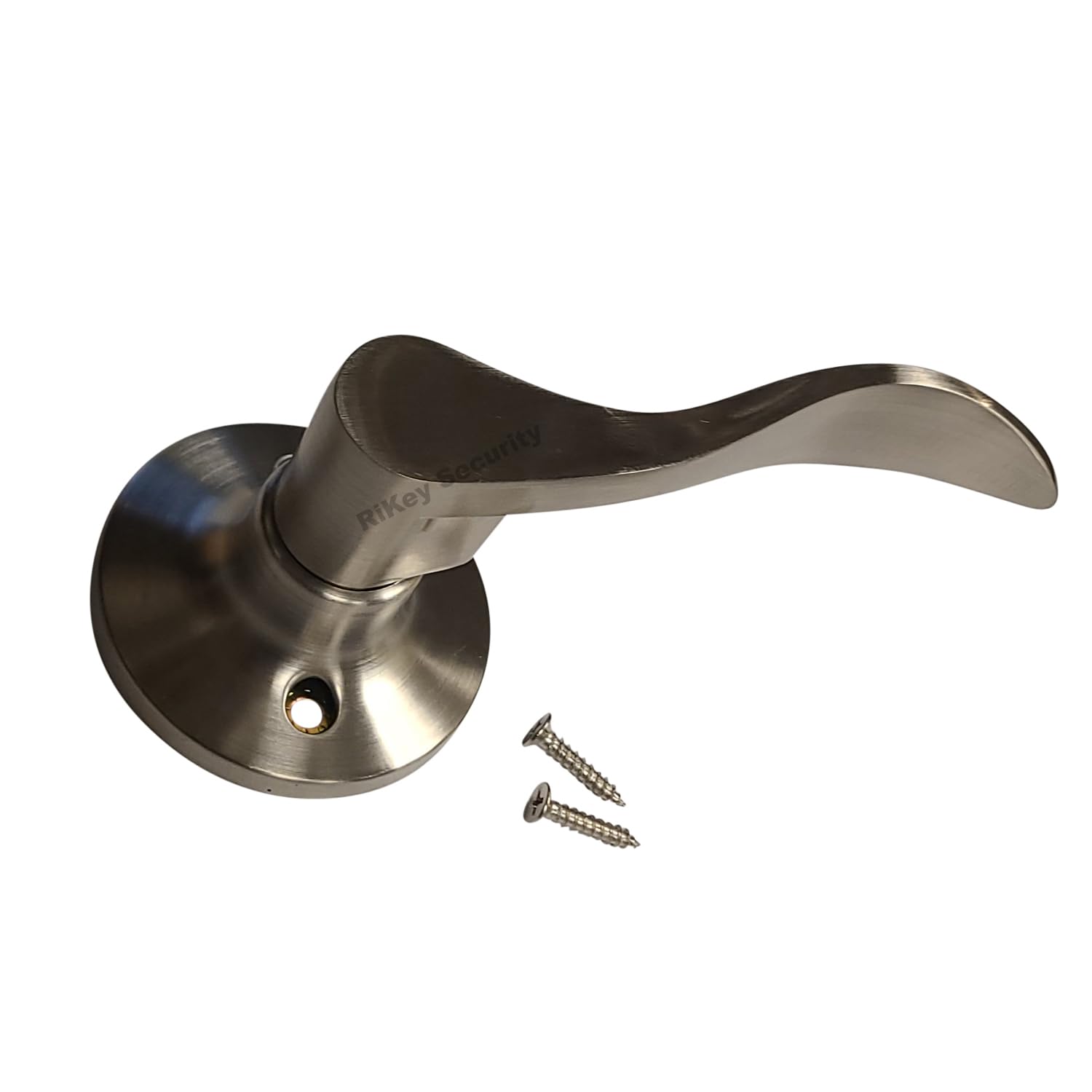 New Wave Style Dummy Closet Door Lock Lever Handle - Satin Stainless Steel (Left Hand) - Perfect for Bedrooms, Bathrooms & Kids' Safety