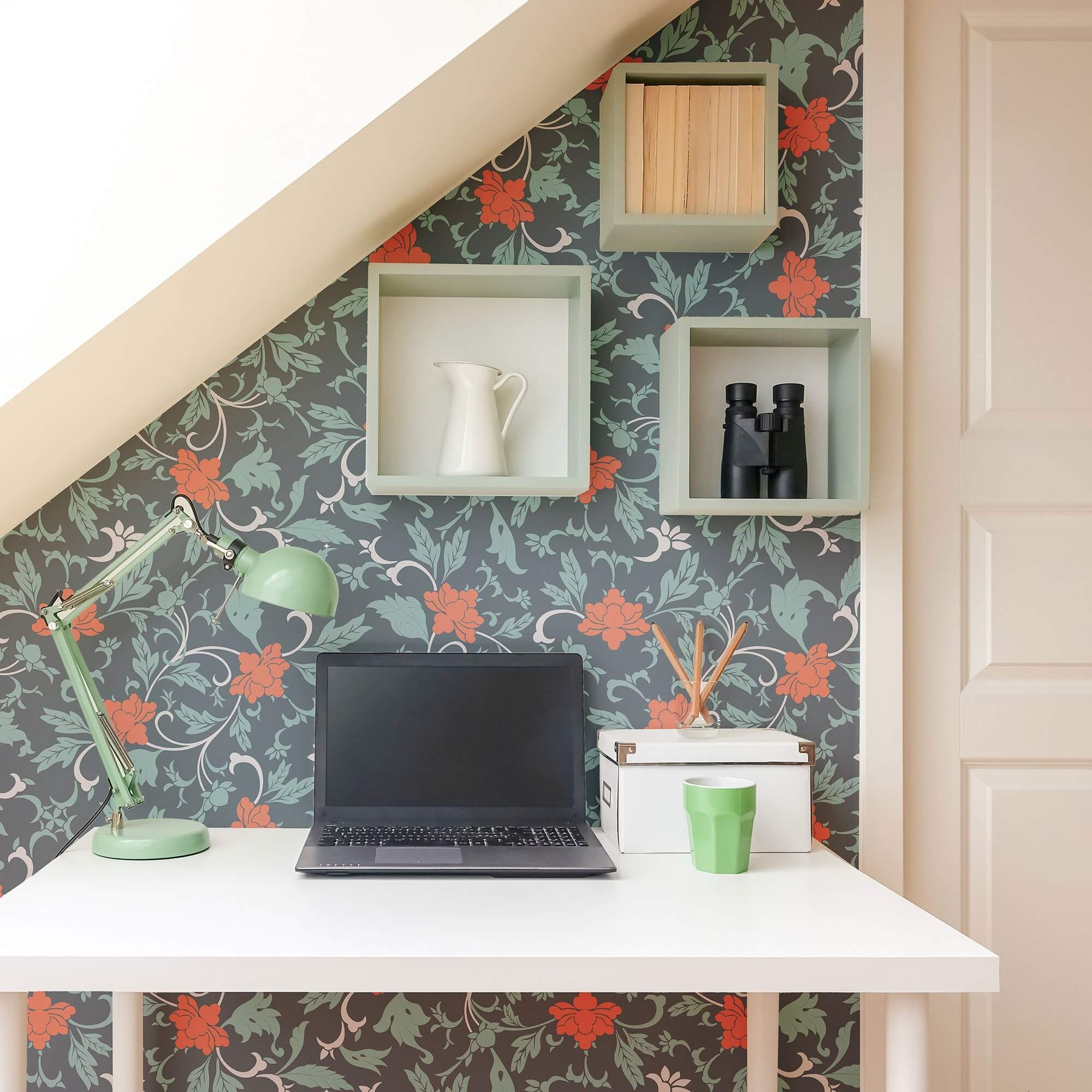 Dark Blue Baroque Floral Peel and Stick Removable Wallpaper - Self-Adhesive Decorative Wall Covering for Bedroom, Living Room, Office & Home Decor
