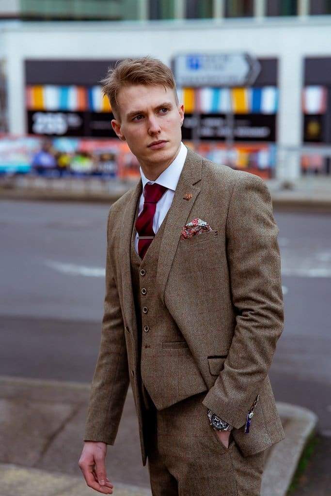 Cavani Gaston Sage Slim Fit Tweed Blazer for Men | Elegant Business Casual Jacket | Perfect for Office, Weddings & Formal Events