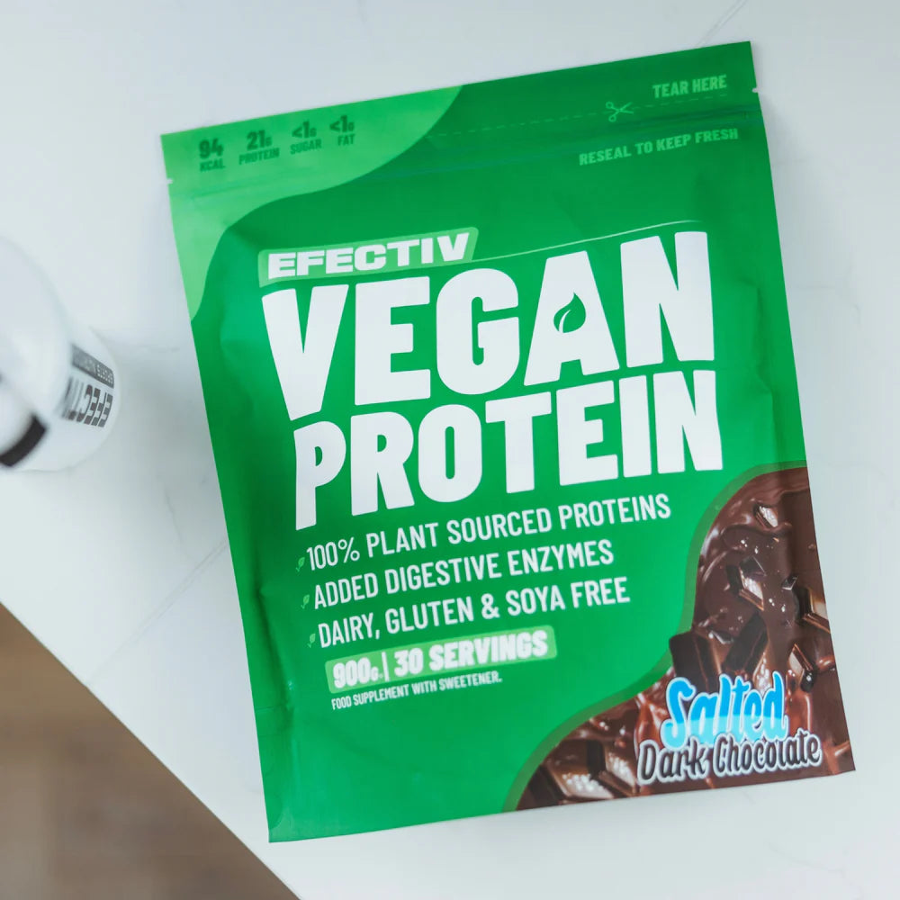 EFECTIV Vegan Plant-Based Protein Powder 900g - Organic, Gluten-Free & Non-GMO - Perfect for Smoothies, Baking & Post-Workout Recovery