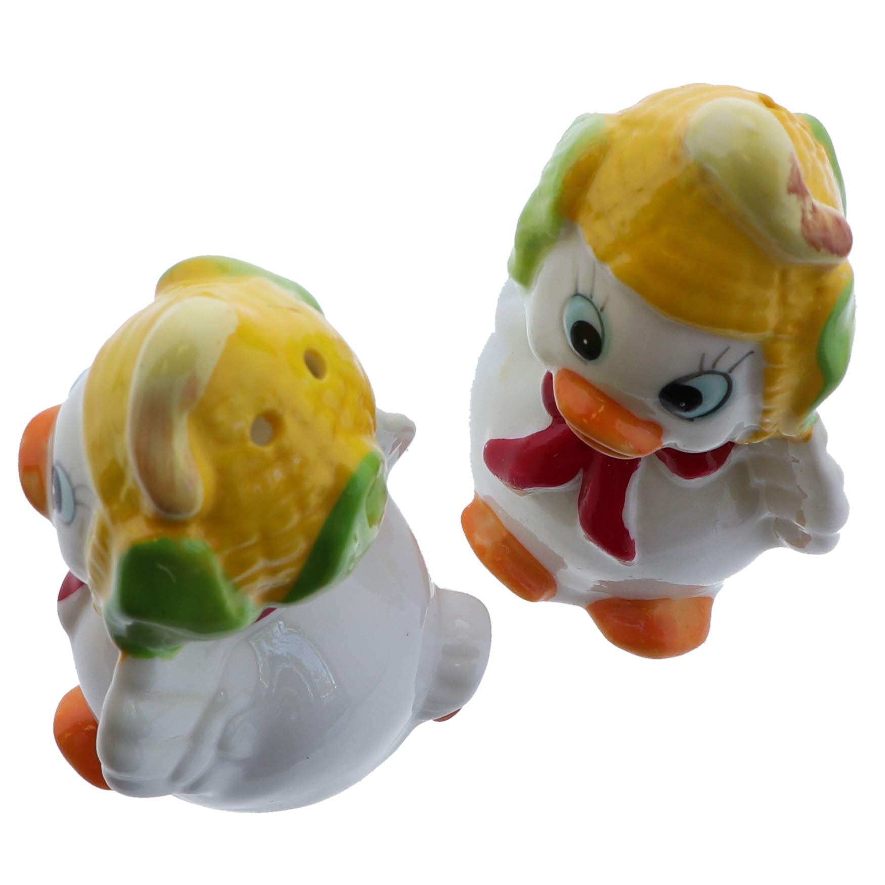 Fun Duck Salt and Pepper Shakers Set with Basket - Cute Corn Hat Design - Perfect for Kitchen Decor, Housewarming Gifts & Farmhouse Themed Dining