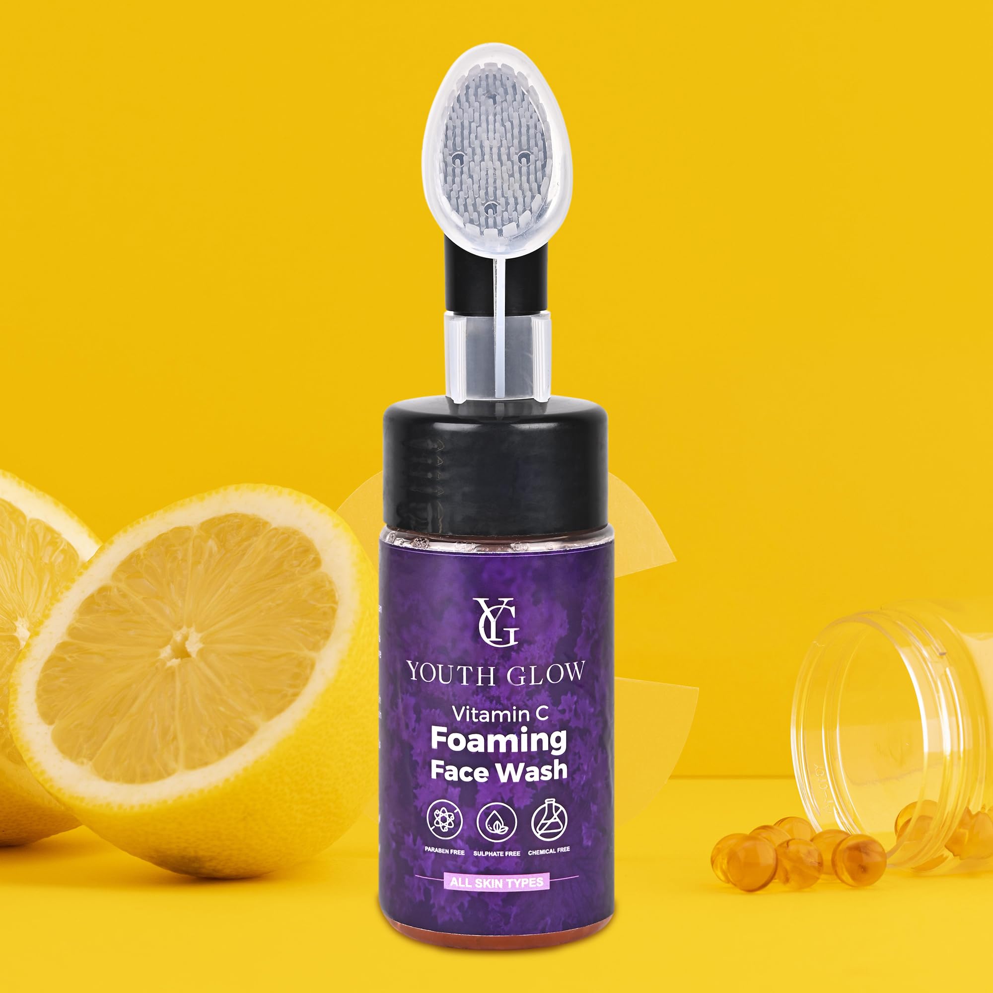 Youth Glow Vitamin C Foaming Face Wash for Glowing Skin - Brightening & Hydrating Cleanser for Teens & Adults | Morning & Night Skincare Routine
