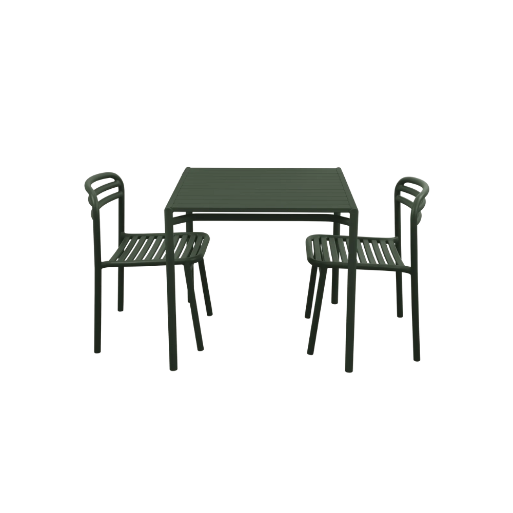 Bliss Outdoor Dining Table with 2 Armless Chairs - Patio Furniture Set for Garden, Backyard & Poolside Dining | Weather-Resistant & Durable
