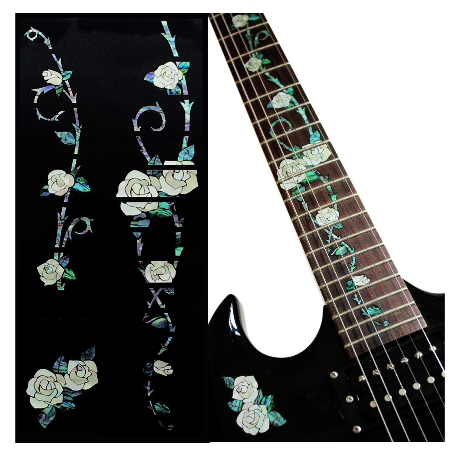 Jockomo Gypsy Rose Guitar Inlay Sticker - Decorative Vinyl Decal for Acoustic & Electric Guitars - Perfect for DIY Instrument Customization & Music Lovers