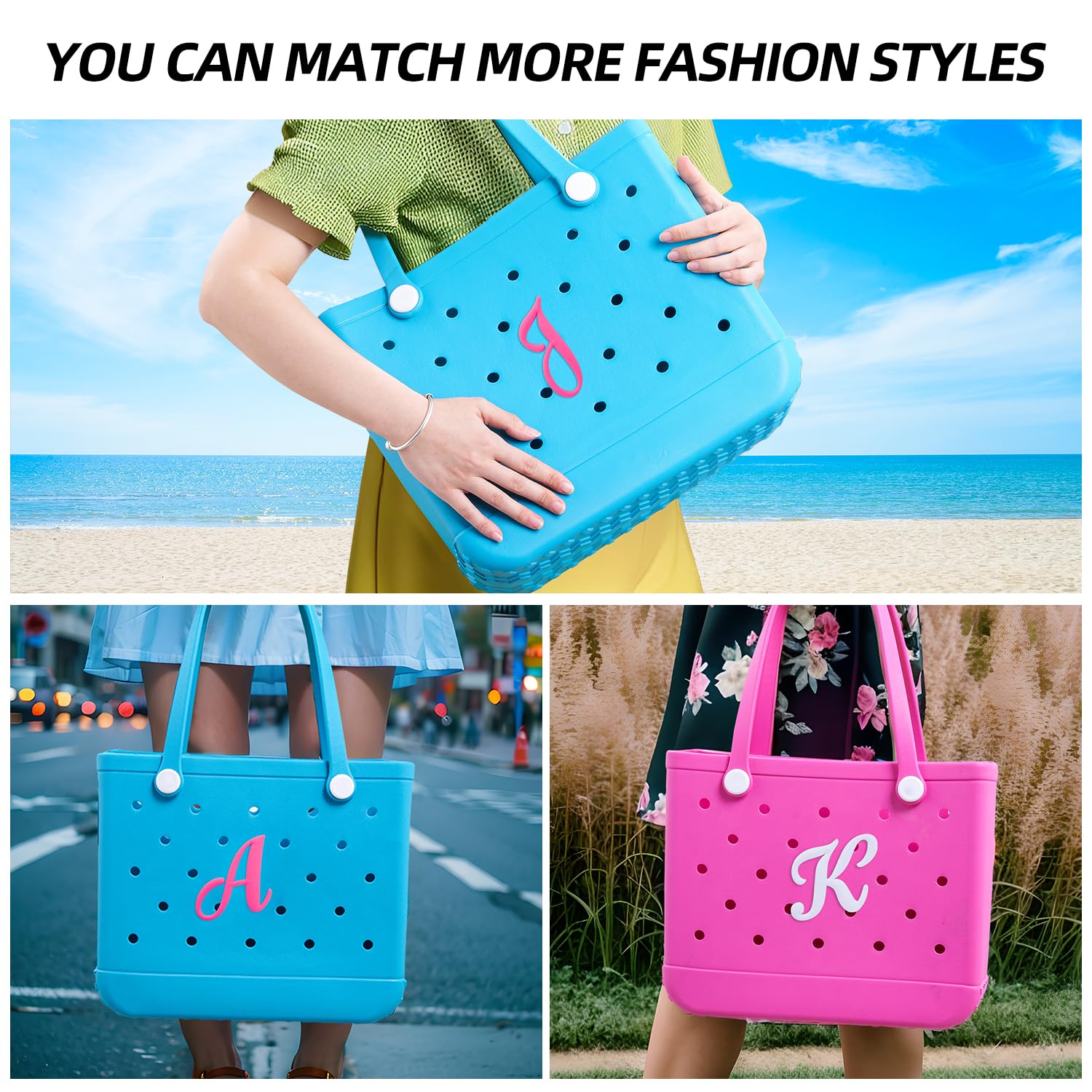 Personalized Bogg Bag Charms - Alphabet Letter Accessories for Customizing Beach Totes & Bogg Bags | Perfect for Summer Beach Trips, Pool Parties & Vacation Essentials