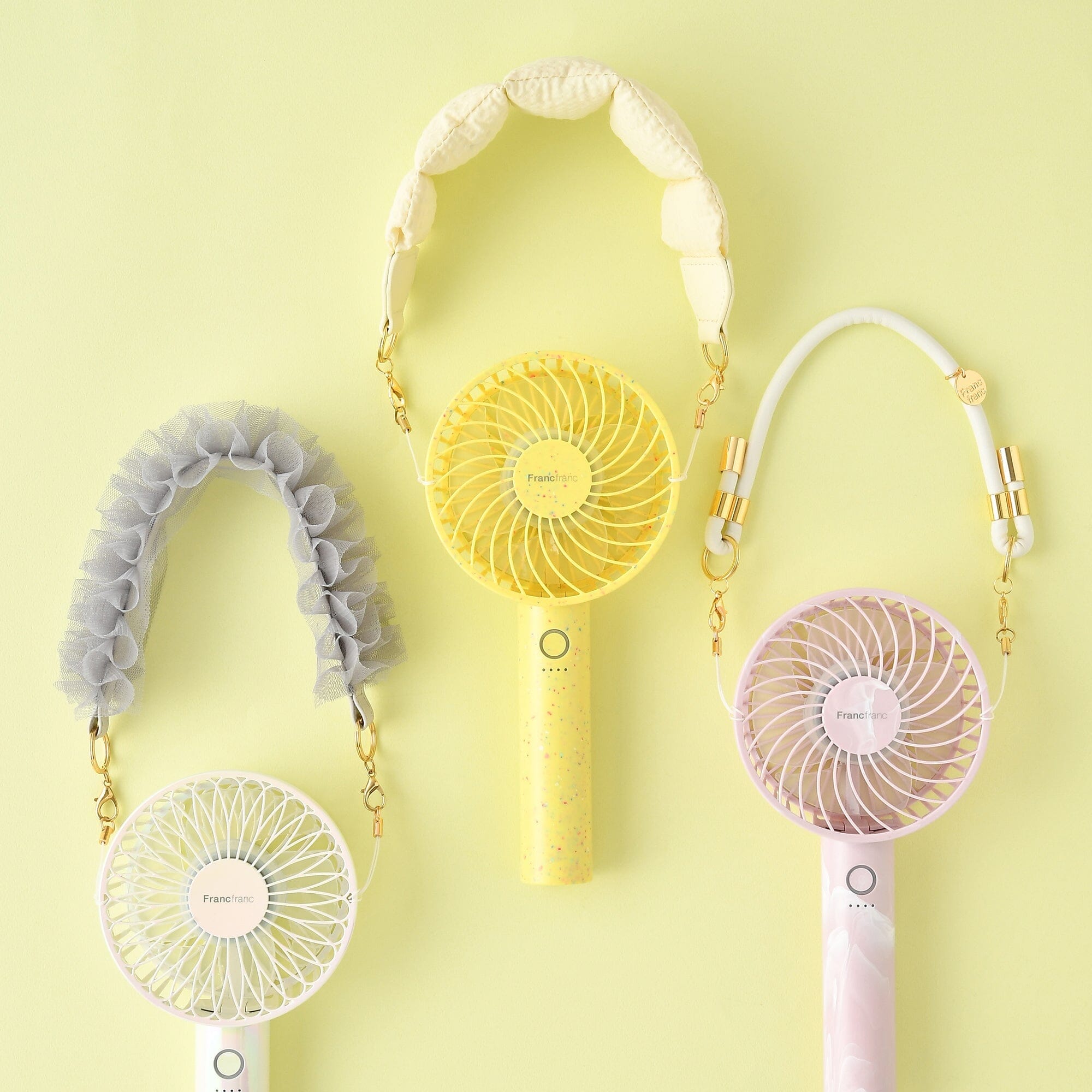 FRAIS Portable Handheld Fan - Mini USB Rechargeable Personal Fan for Travel, Office, and Outdoor Use - Yellow Dot Design