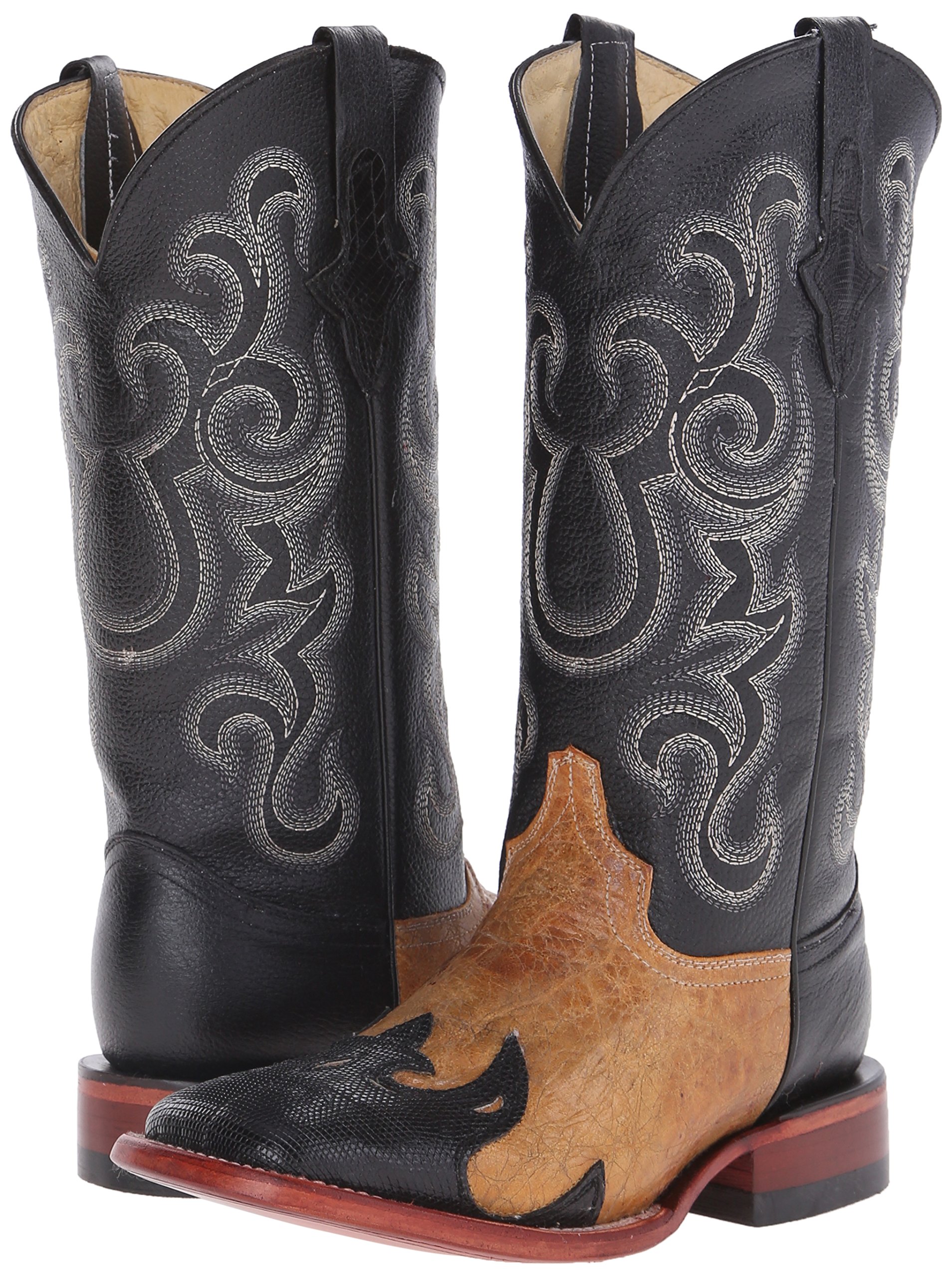 Women's Western Boots with Lizard Print - Block Heel & Square Toe in Chocolate Brown RL2 - Perfect for Country Rides, Rodeos & Casual Outfits
