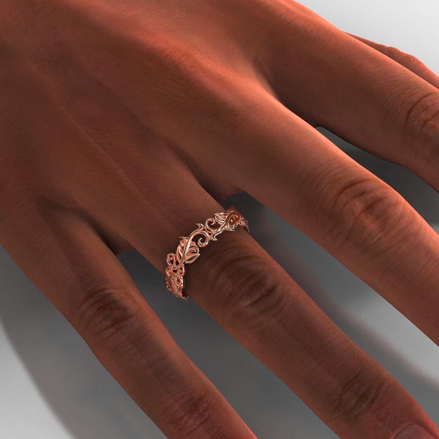 Elegant Rose Gold Leaf Wedding Band for Women - Dainty Floral Engagement Ring - Perfect for Bridal, Anniversary & Special Occasions