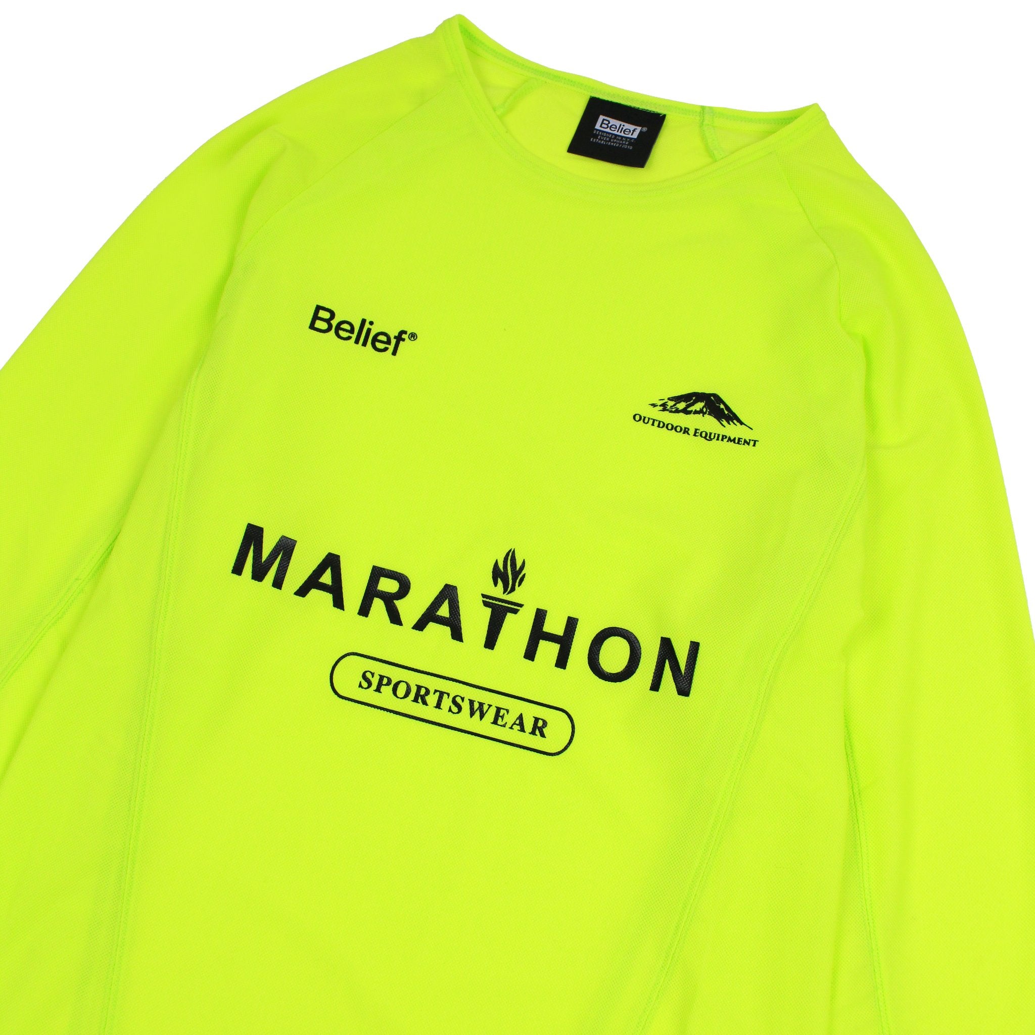 Belief NYC Marathon Running Jersey - Breathable Mesh Safety Yellow for Men & Women - Perfect for Marathons, Training & Outdoor Sports