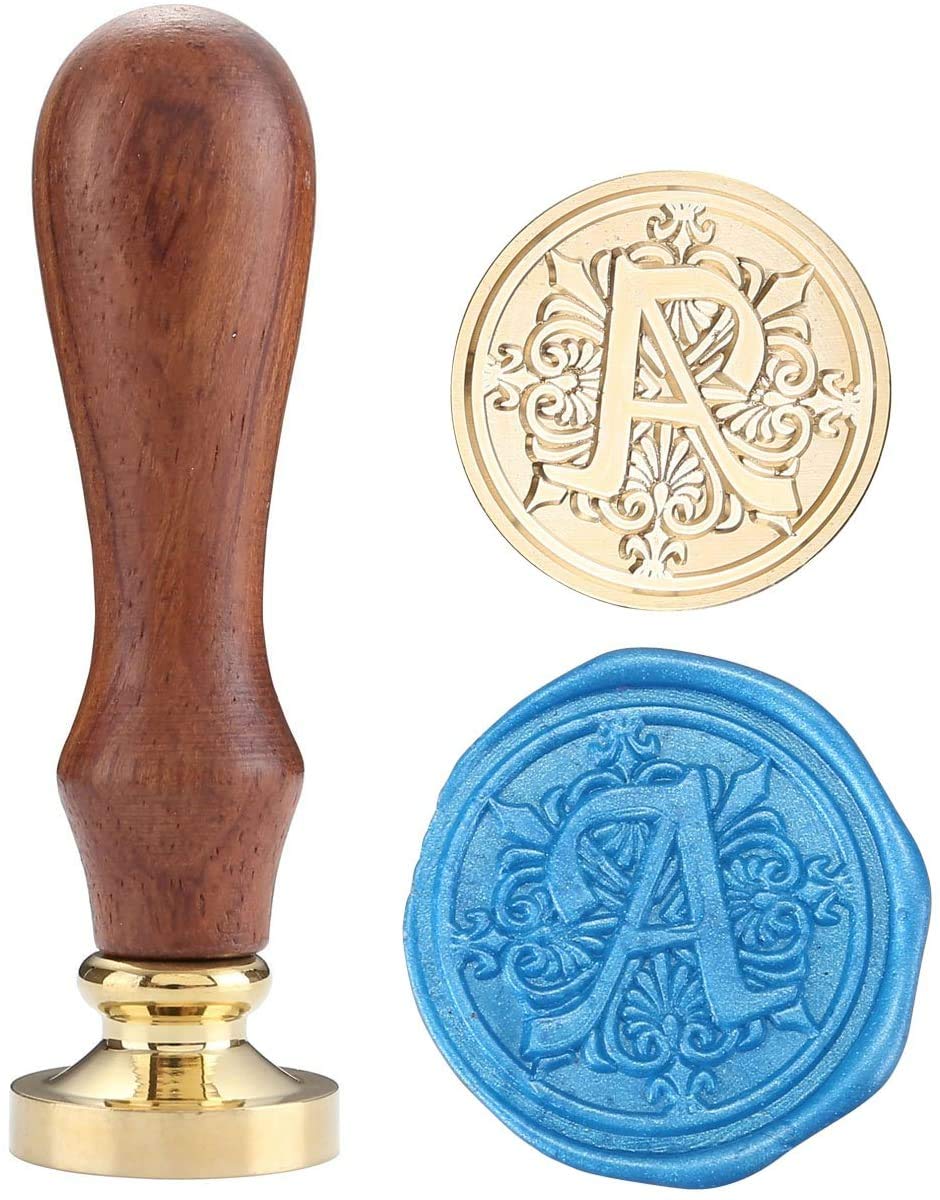 26 Letters A-Z Wax Seal Stamp Set with Wooden Handle | Personalized Alphabet Initial Sealing Kit for Wedding Invitations, Diplomas & Vintage Letters