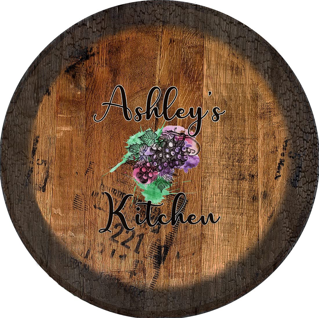 PS Prints Italian Wine Kitchen Sign - Large Oak Whiskey Barrel Lid Wall Decor for Rustic Home, Bar & Restaurant Decor - Perfect for Wine Cellars, Taverns & Farmhouse Style Kitchens
