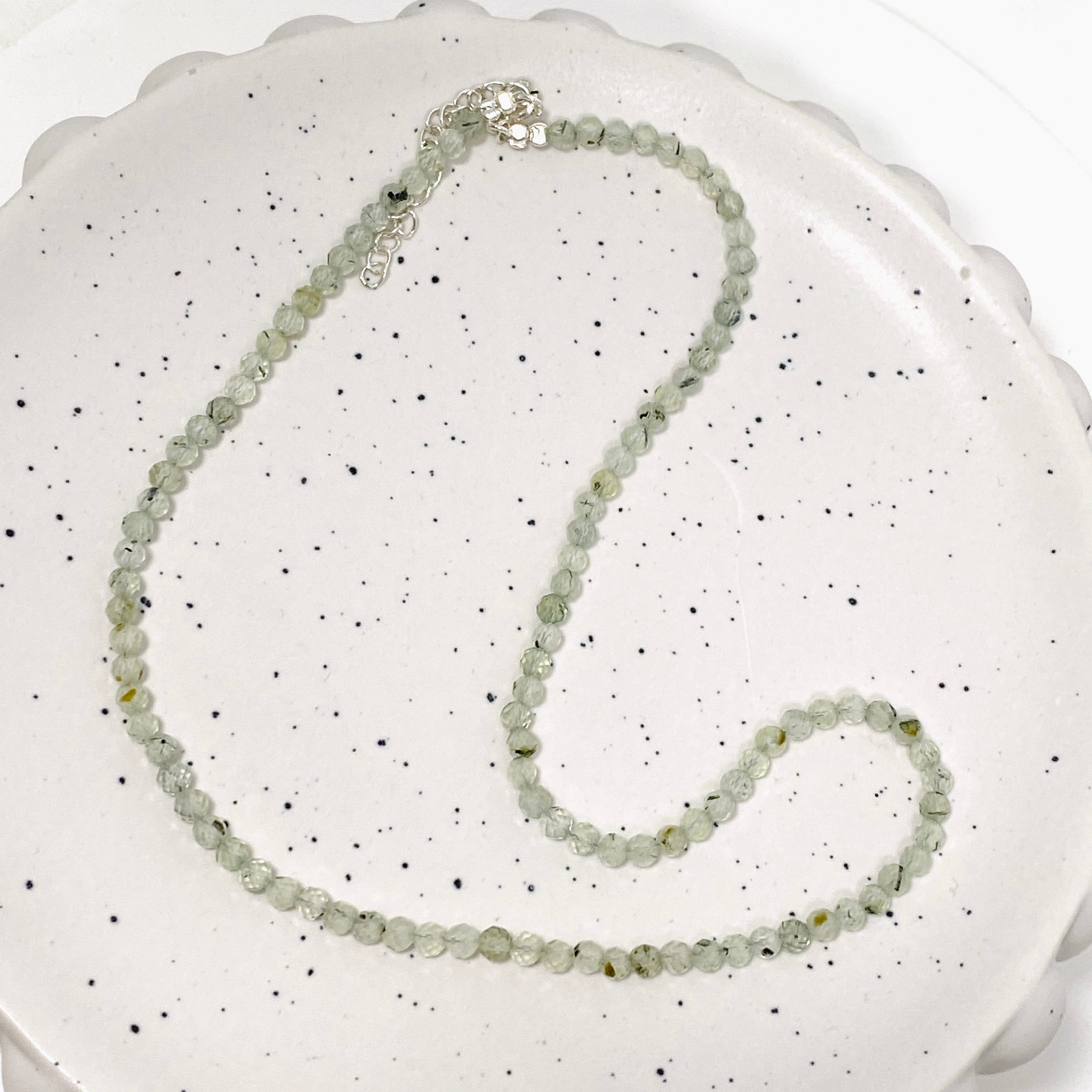 3.5mm Prehnite Micro Bead Necklace - Elegant Gemstone Jewelry for Women, Perfect for Everyday Wear, Office & Special Occasions