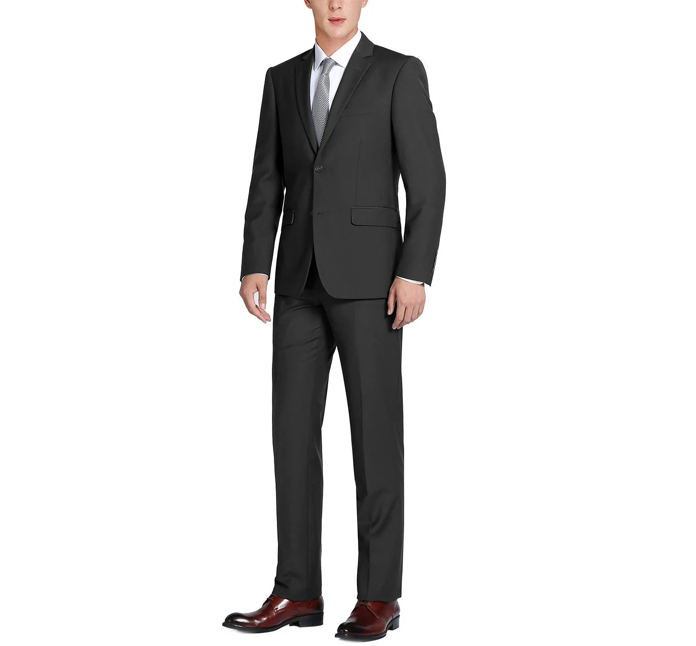 2-Piece Notch Lapel Suit for Men - Classic Black Business Suit | Perfect for Weddings, Office & Formal Events