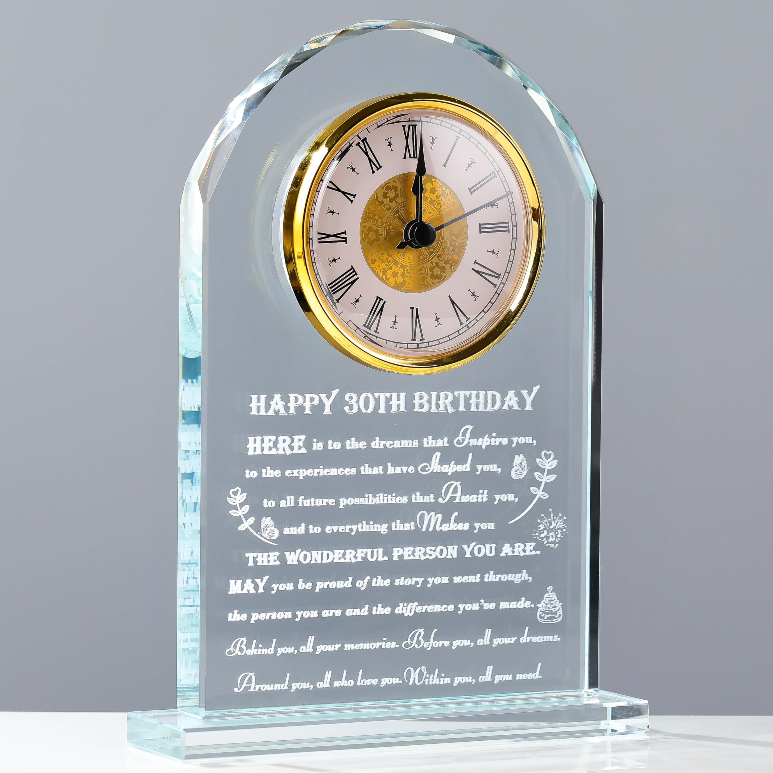 Personalized 30th Birthday Crystal Clock Gift for Women & Men - Custom 1994 Engraved 80-Year-Old Birthday Present - Unique Birthday Gift Ideas for Mom, Dad, Her & Him - Perfect for Anniversary, Retirement & Milestone Celebrations
