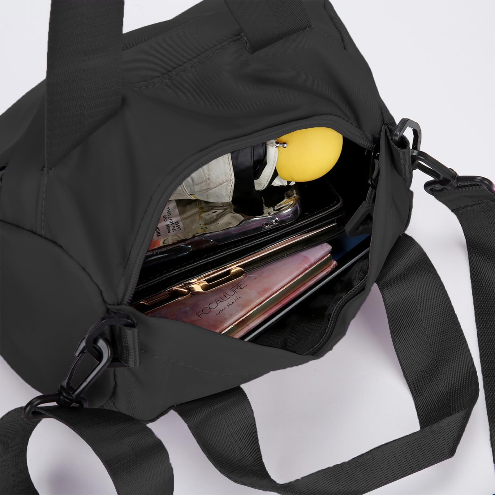 Mini Gym Bag for Women - Adjustable Sling & Tote Duffle Bag (Black) - Perfect for Workouts & Travel