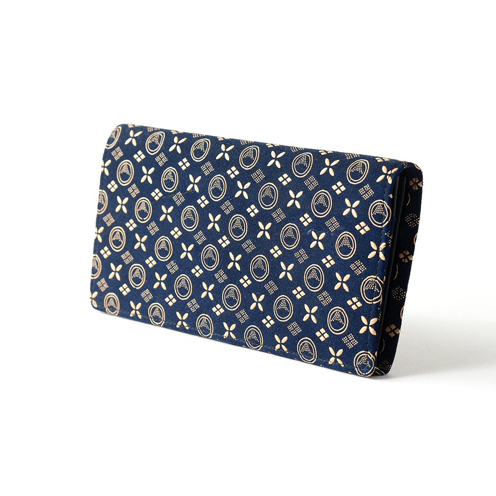Premium Japanese Deerskin Leather Long Wallet with Urushi Lacquer - Mt. Fuji Iron Blue Design | Handcrafted in Japan | Luxury Bifold Wallet for Men & Women | Perfect Gift for Business Professionals & Travelers