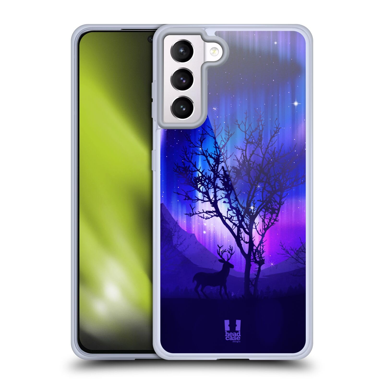 Head Case Designs Forest Grove Northern Lights Soft Gel Case for Samsung Galaxy S21+ 5G - Protective Phone Cover with Matching Wallpaper for Nature Lovers & Outdoor Enthusiasts
