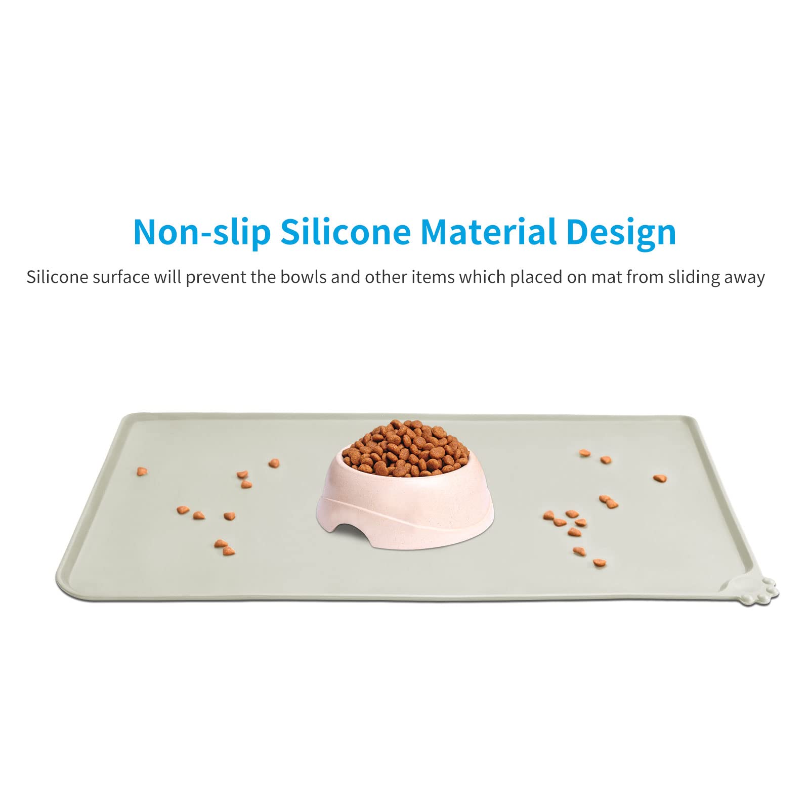 AUDWUD Non-Slip Silicone Pet Feeding Mat - Waterproof Dog Bowl Placemat for Food & Water - Perfect for Messy Eaters, Puppy Training & Kitchen Floor Protection