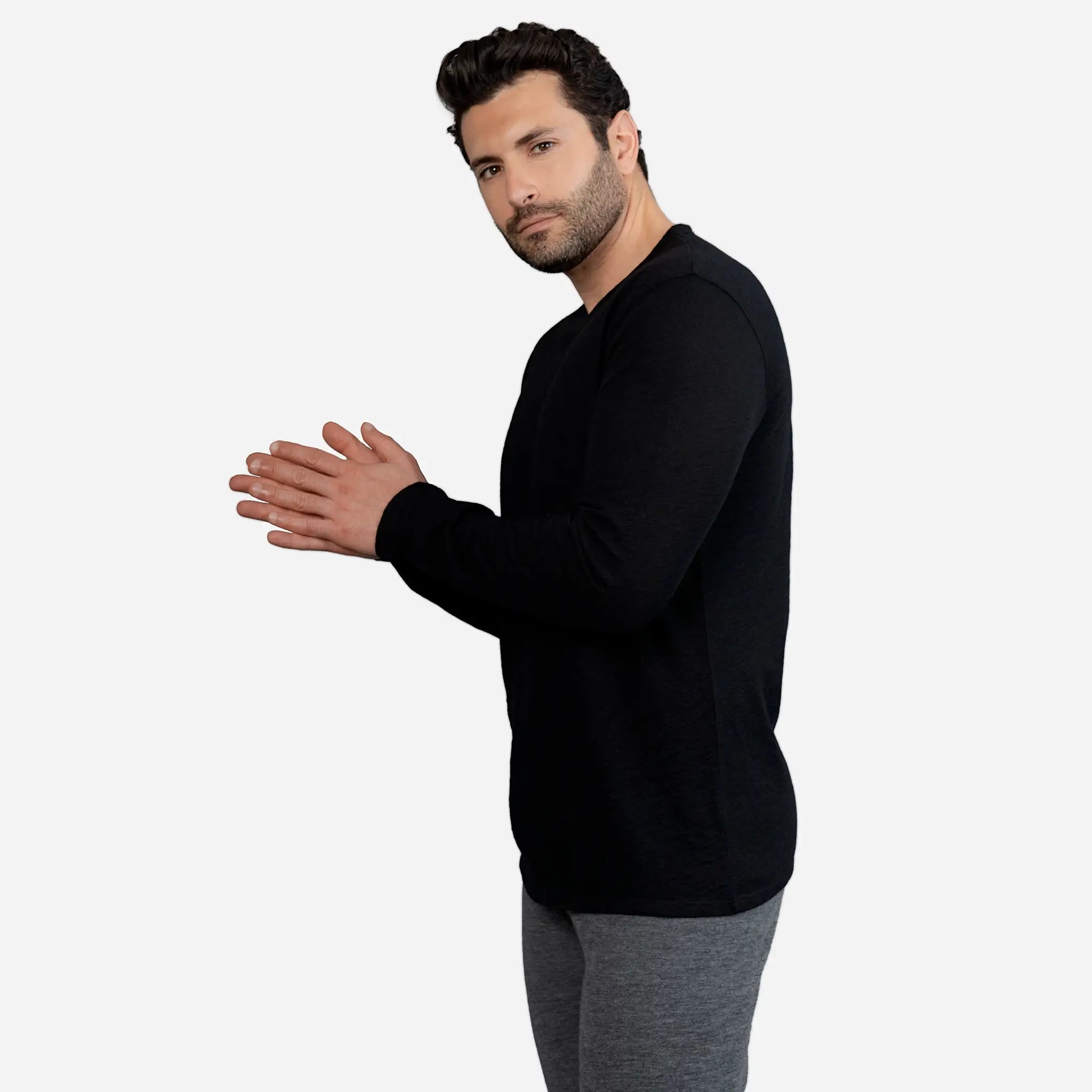 Premium Men's Alpaca Wool Long Sleeve T-Shirt - Ultra Soft 110 Featherweight Thermal Base Layer for Hiking, Camping & Winter Outdoor Activities