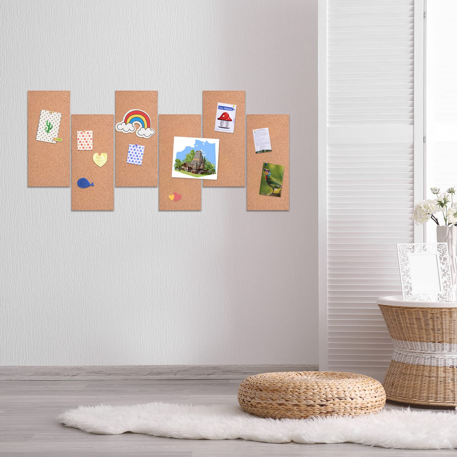 4 Pack Self-Adhesive Cork Bulletin Board Tiles 17