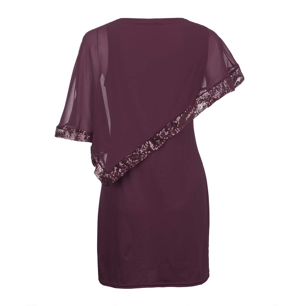 Plus Size Women's Cold Shoulder Chiffon Dress with Asymmetric Hem & Sequins - Elegant Strapless High Low Formal Gown for Prom, Evening Party & Special Occasions