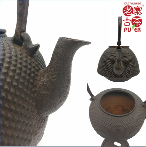 Premium Japanese Nanbu Tetsubin Cast Iron Teapot - Koizumi Nizaemon 8th Generation Arare Pattern Round Kettle with Gift Box - Perfect for Traditional Tea Ceremony & Home Brewing