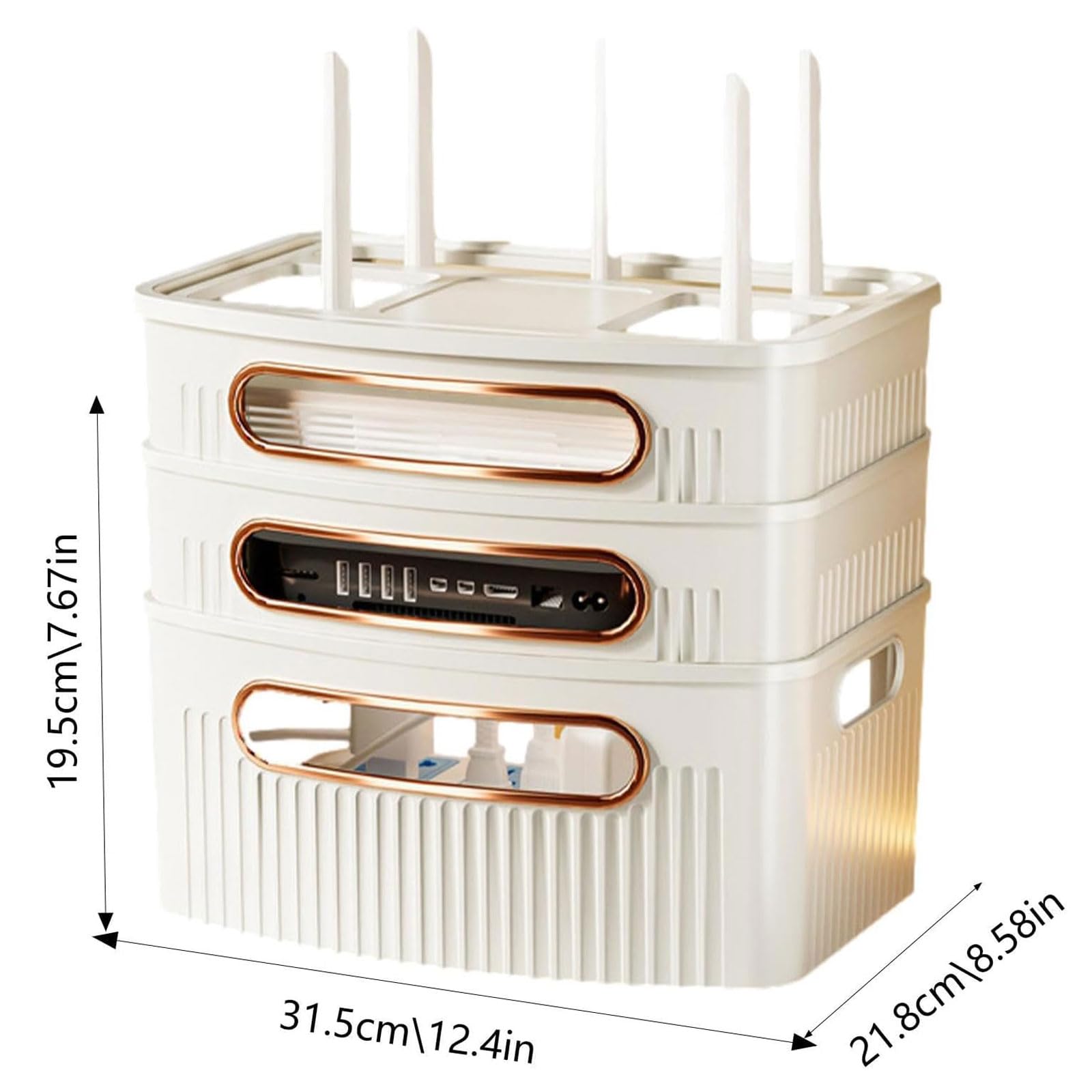WiFi Router Storage Box - Cable Organizer for Router, Wires & Sockets | Desktop & Bedroom Storage Solution | Hide & Organize Your WiFi Equipment