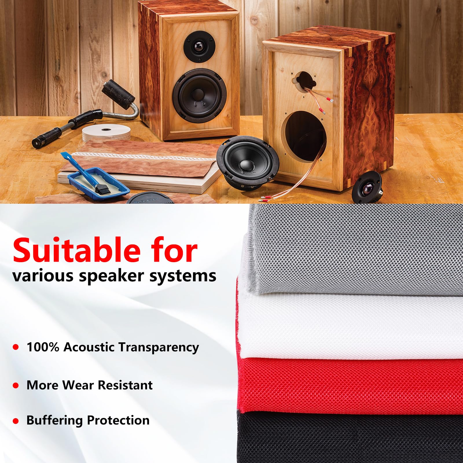 Premium Acoustic Speaker Grill Cloth - 3D Sound Fabric for Home & Stage Speaker Repair (48