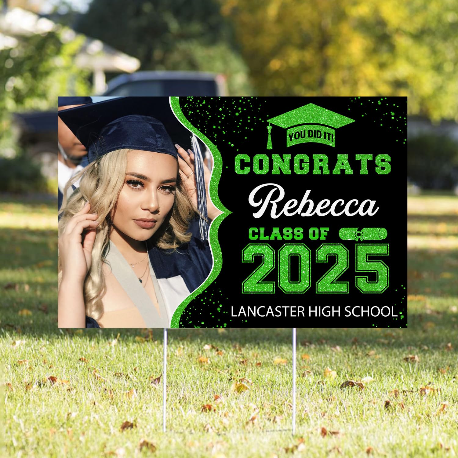 Personalized Graduation Yard Sign 2024 with Photo - Custom Senior Sign for High School & College Graduates - Class of 2024 Outdoor Decor - Perfect for Graduation Parties, Front Yard Displays & Photo Backdrops