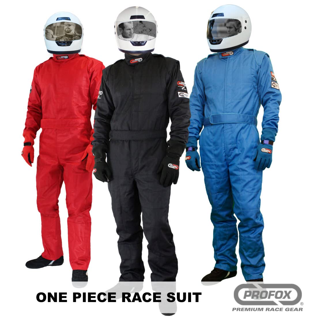 PROFOX-101 SFI 3.2A/1 Certified One-Piece Auto Racing Fire Suit - Flame Resistant, Black (Size SML) - Perfect for Drag Racing, Track Days & Motorsport Events