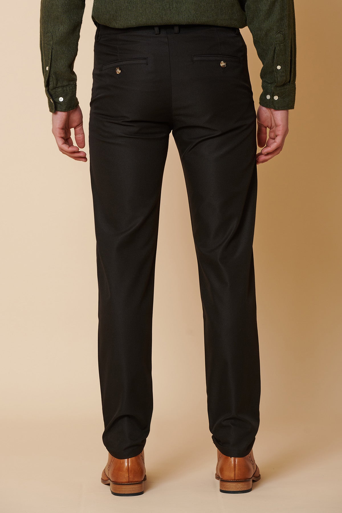 ENZO Men's Slim Fit Black Chinos - Classic Stretch Dress Pants for Business Casual & Office Wear