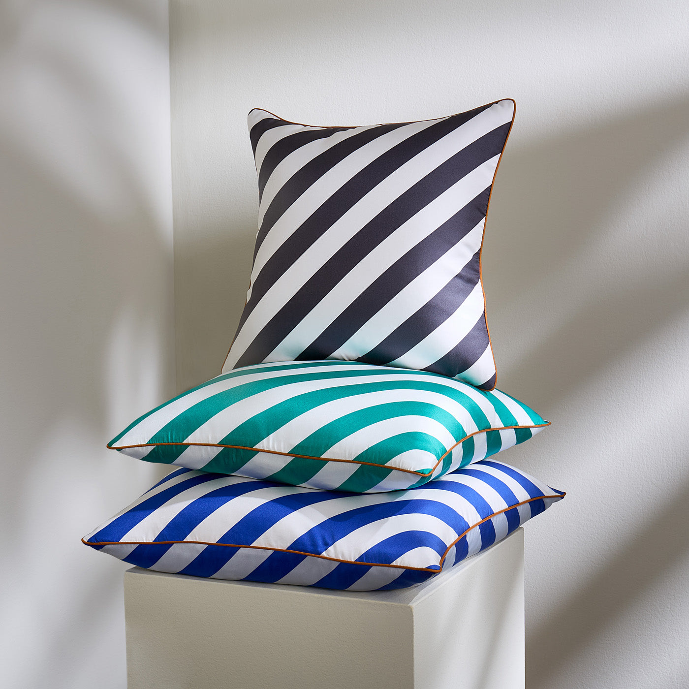 Luxury Cabana Blue & Ivory Silk Pillow - Soft Decorative Throw Pillow for Sofa, Bed, Living Room - Elegant Home Decor for Bedroom, Lounge & Outdoor Patio