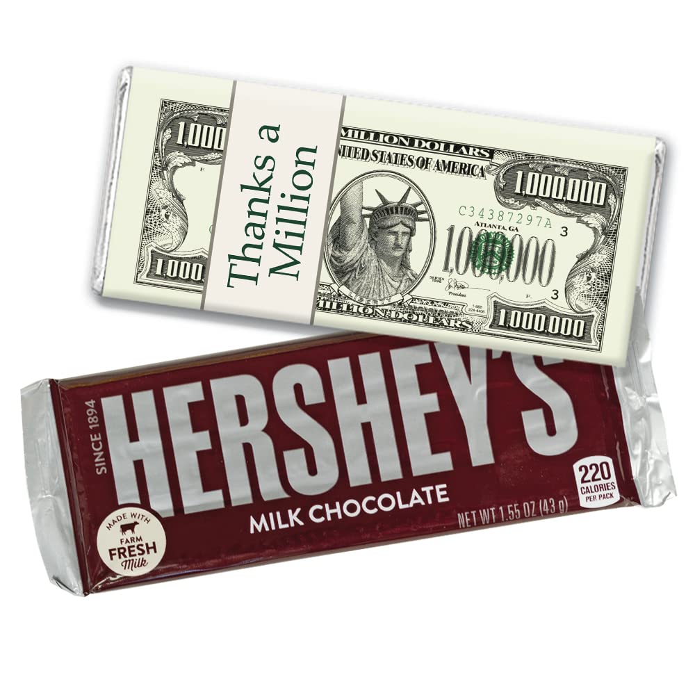 36ct Personalized Thank You Gifts in Bulk - 'Thanks a Million' Chocolate Bars (36 Silver Foil Wrapped) - Perfect for Corporate Events, Wedding Favors & Appreciation Gifts