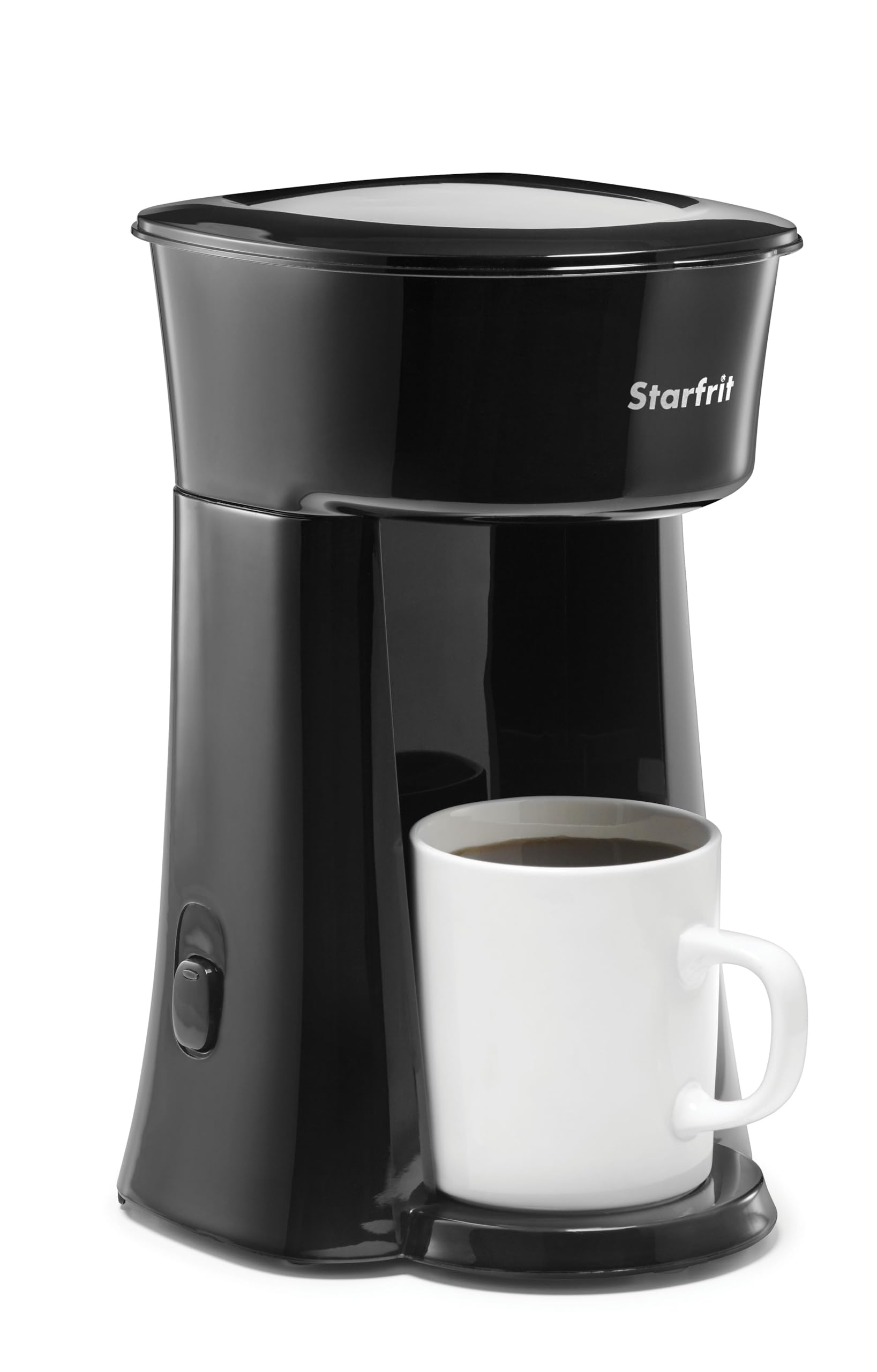 Starfrit Black Single Serve Coffee Maker with Stainless Steel Travel Mug - Perfect for Home, Office, and Travel Use