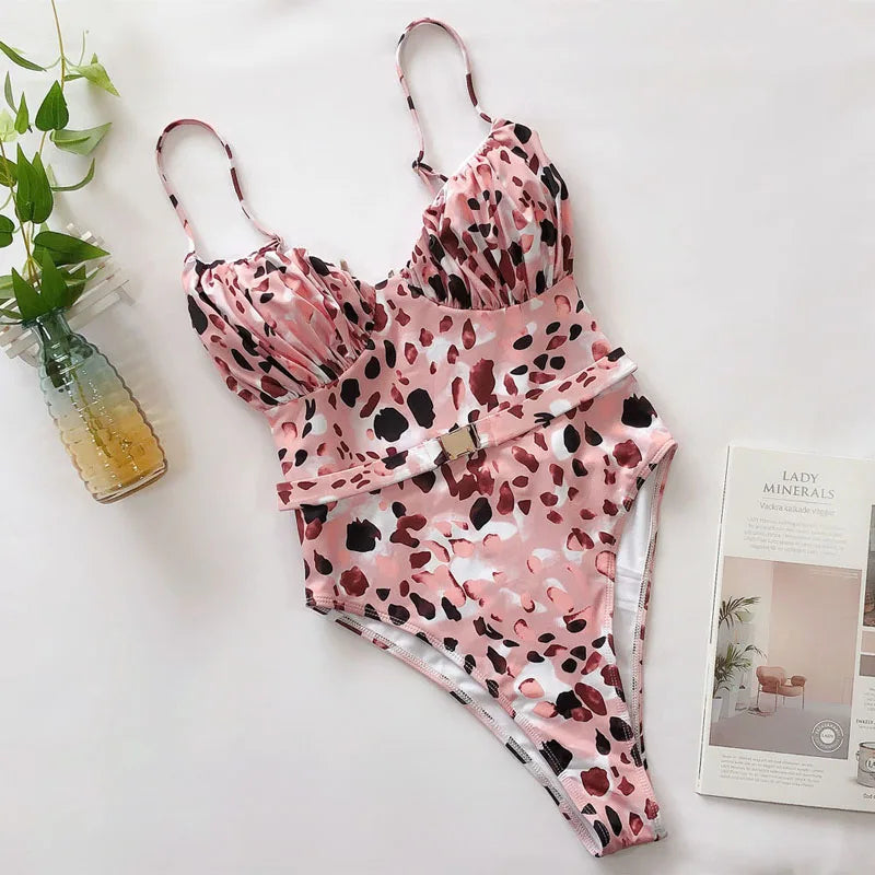 2023 New Sexy Leopard Print One Piece Swimsuit for Women - Tummy Cut Out Design with Tassel Details, Hollow Out Bathing Suit for Beach, Pool Party & Summer Vacation