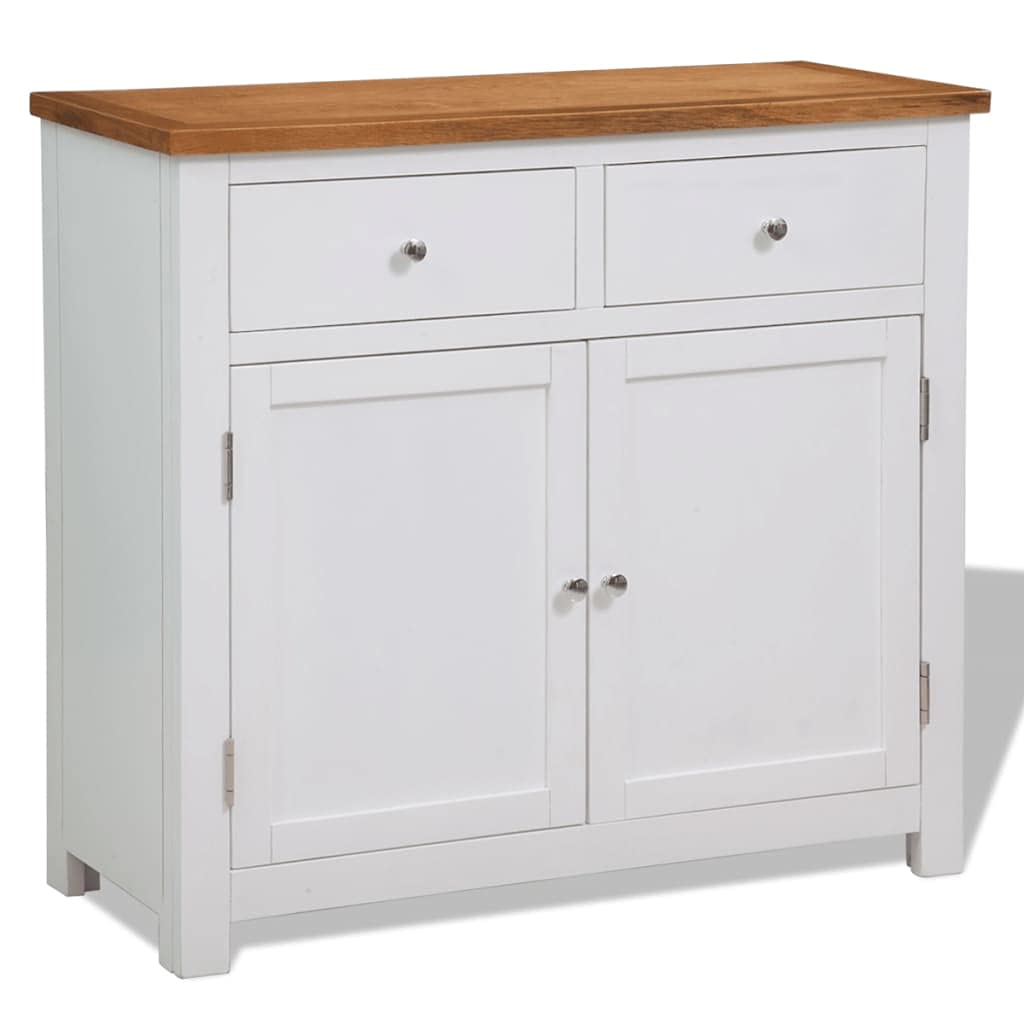 Rustic Solid Oak Wood Side Cabinet - 35.4
