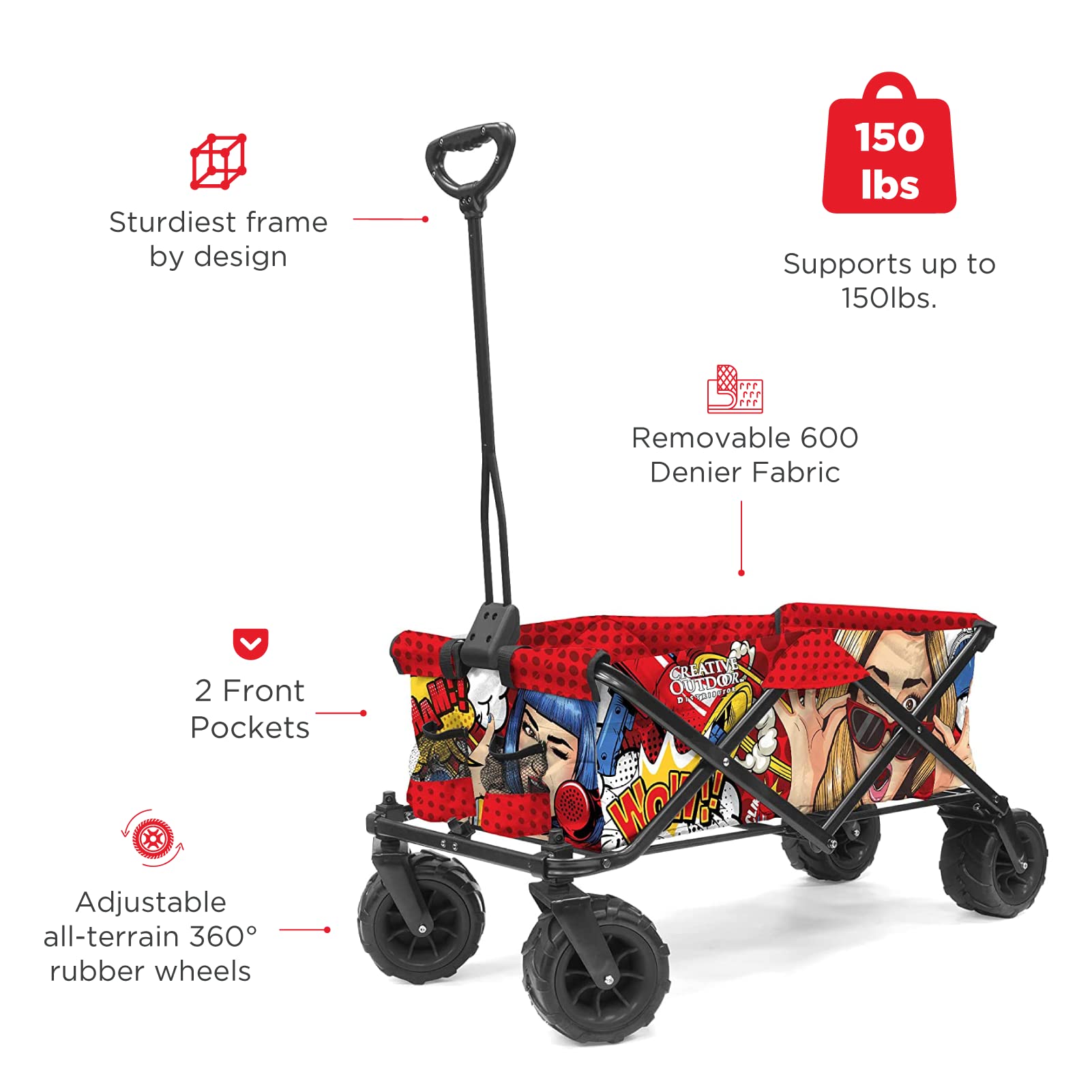 Best Collapsible Outdoor Wagon for Kids - All Terrain Push Pull Stroller with Foldable Design | Perfect for Beach, Park, Garden, Camping & Sports Activities | Heavy Duty Cargo Cart for Family Outings