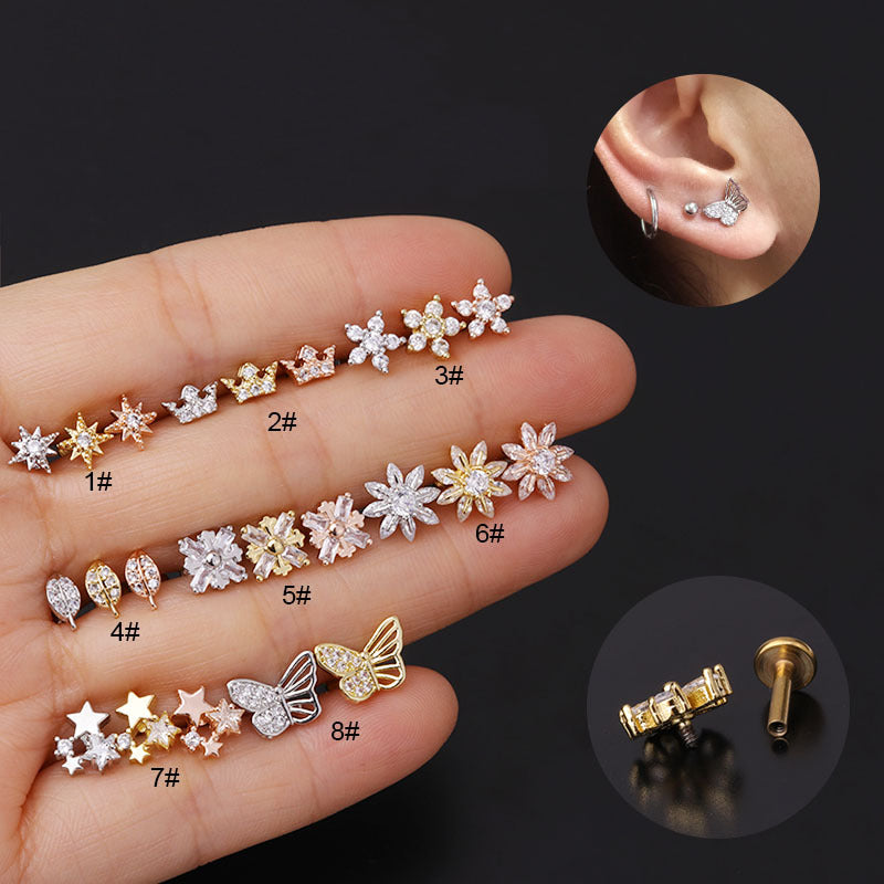 16G Butterfly Flat Back Conch Helix Earrings - Surgical Steel Body Jewelry for Cartilage Piercing | Perfect for Everyday Wear, Parties & Special Occasions