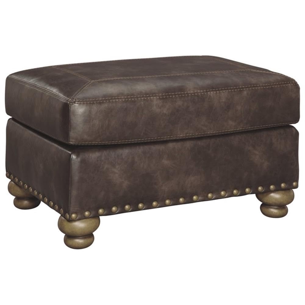 BOWERY HILL Coffee Brown Storage Ottoman with Tufted Top - Perfect for Living Room, Bedroom, or Home Office Footrest and Extra Seating