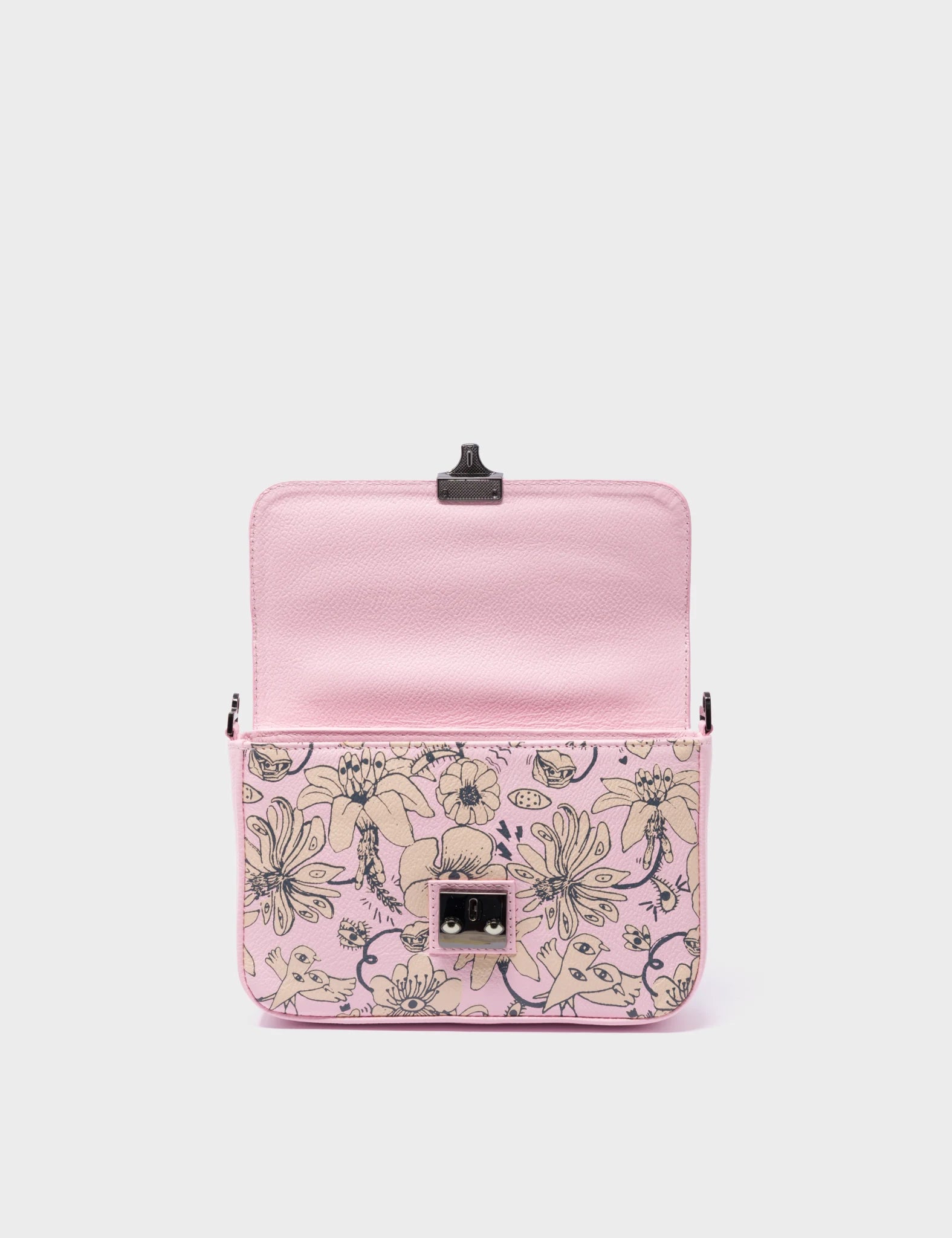 Amantis Parfait Pink Leather Crossbody Mini Handbag with Floral Design - Perfect for Date Night, Parties & Everyday Use