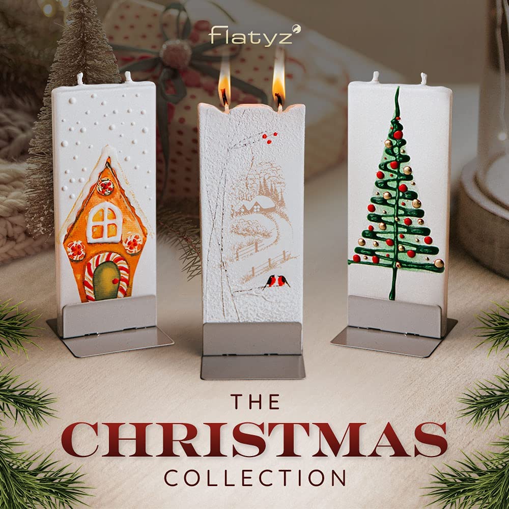 Hand Painted Red House Christmas Candle - 6 Inch Decorative Holiday Candle Gift Set for Women & Men - Perfect for Christmas Decor, Mantel Displays & Cozy Home Ambiance