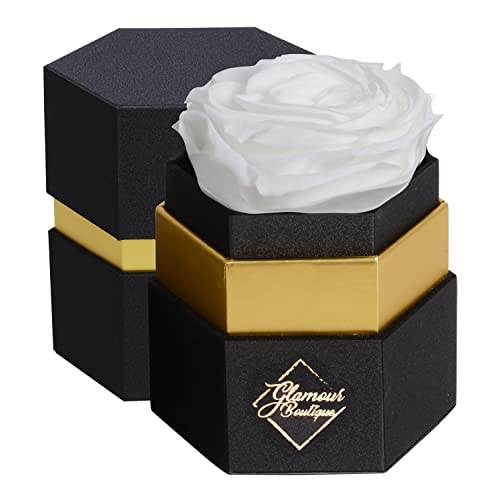 White Single Rose Black Box