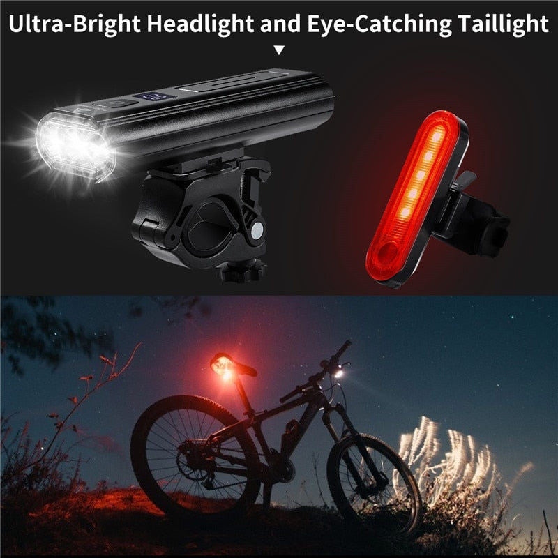5200mAh USB Rechargeable Bike Light - 1200LM Super Bright 3 LED Waterproof Cycling Headlight with Battery Display | Perfect for Night Riding, Commuting & Outdoor Adventures