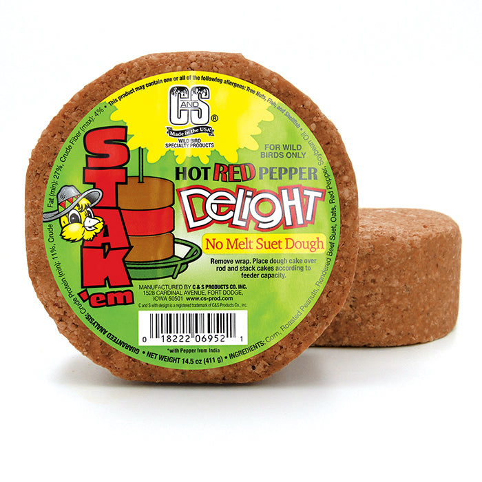 Spicy Red Pepper Suet Cakes for Birds - Set of 6 | High-Energy Wild Bird Food for Winter Feeding & Backyard Birdwatching