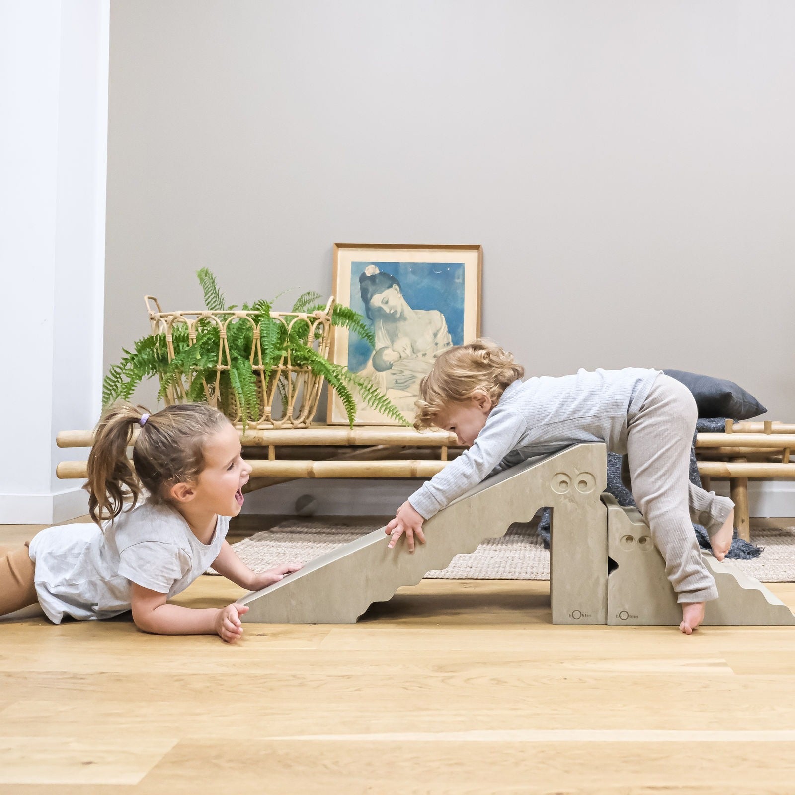 bObles Dino Marble Nature Walnut - Kids Wooden Balance Board for Indoor & Outdoor Play - Perfect for Playrooms, Classrooms, and Backyards