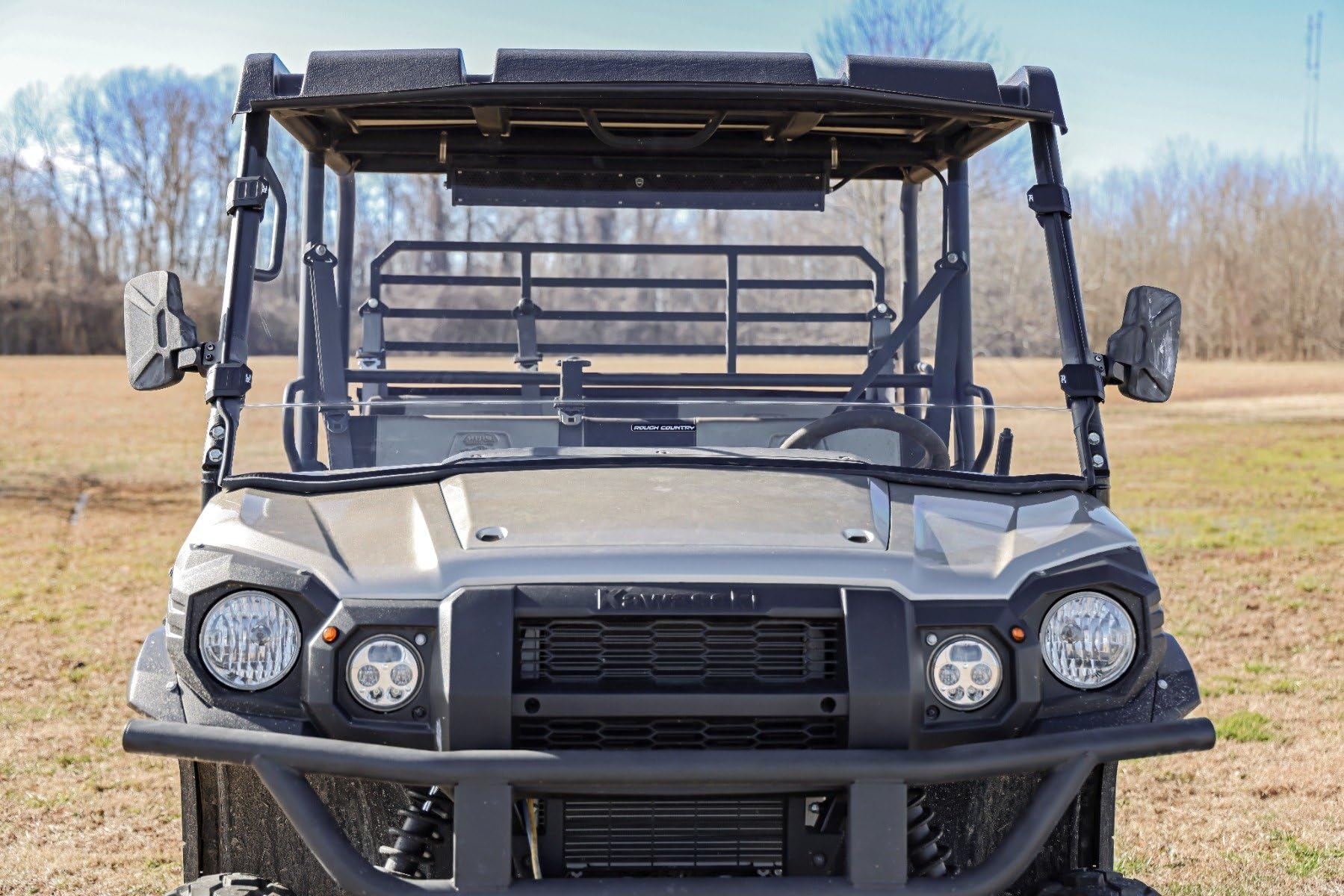 Rough Country 98115150 Full Front Windshield for Kawasaki Mule Pro-FX 4WD UTV - Durable Polycarbonate Protection for Off-Road Adventures & Farm Work